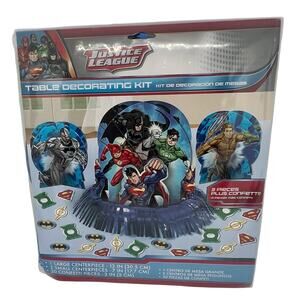New in Package Justice League Party Table Decorating Kit 3 Pieces & Confetti